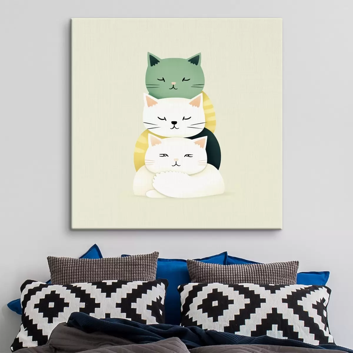 Tableau Composition de trois chats dans un style animé s45734