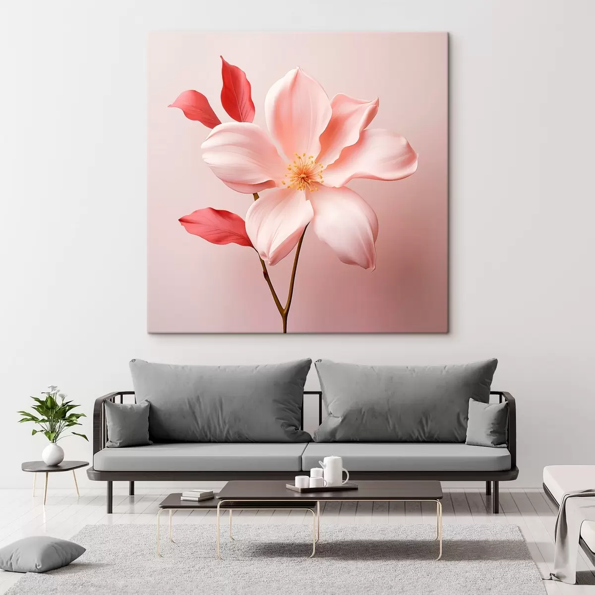 Tableau Magnolia rose dans un style minimaliste s45735