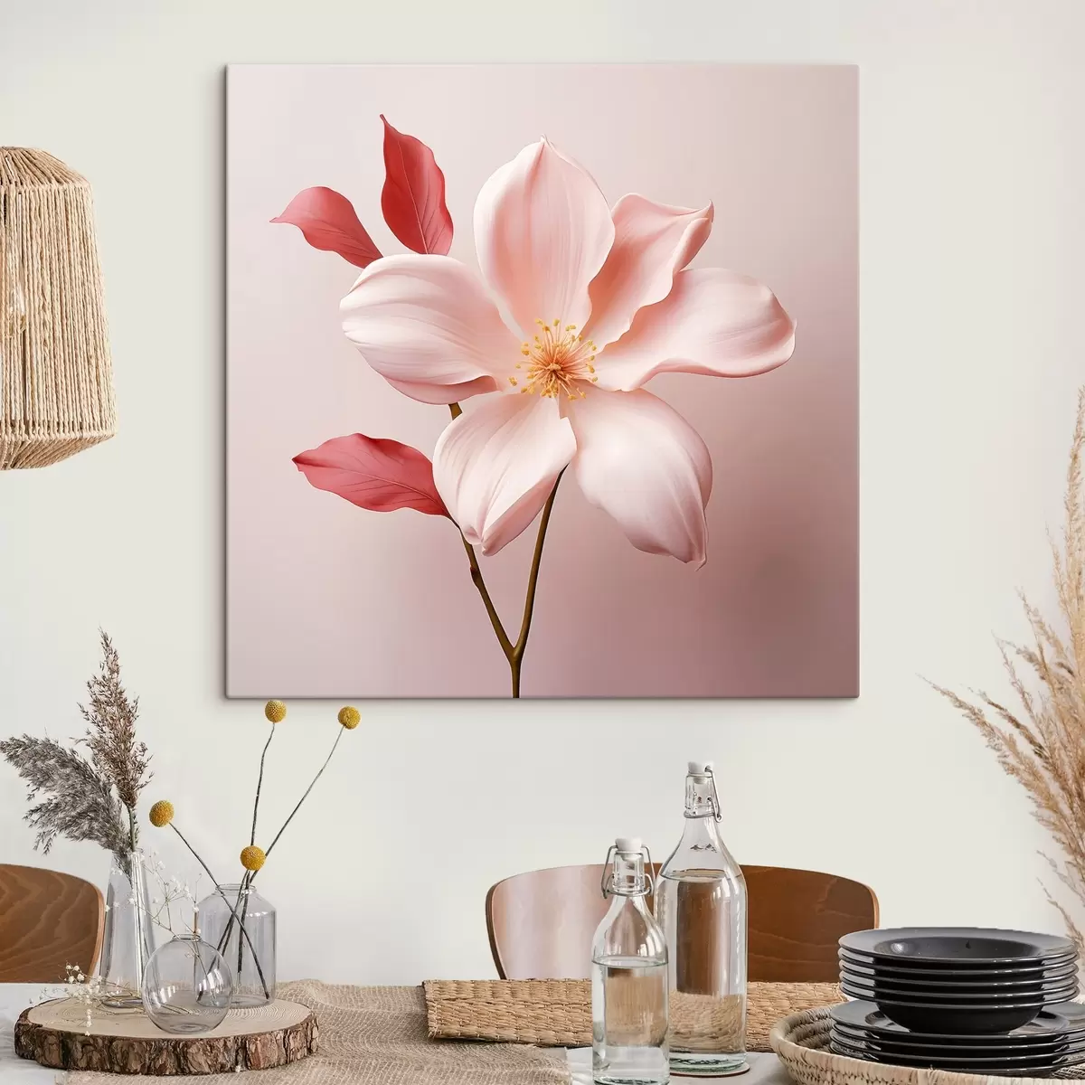 Tableau Magnolia rose dans un style minimaliste s45735