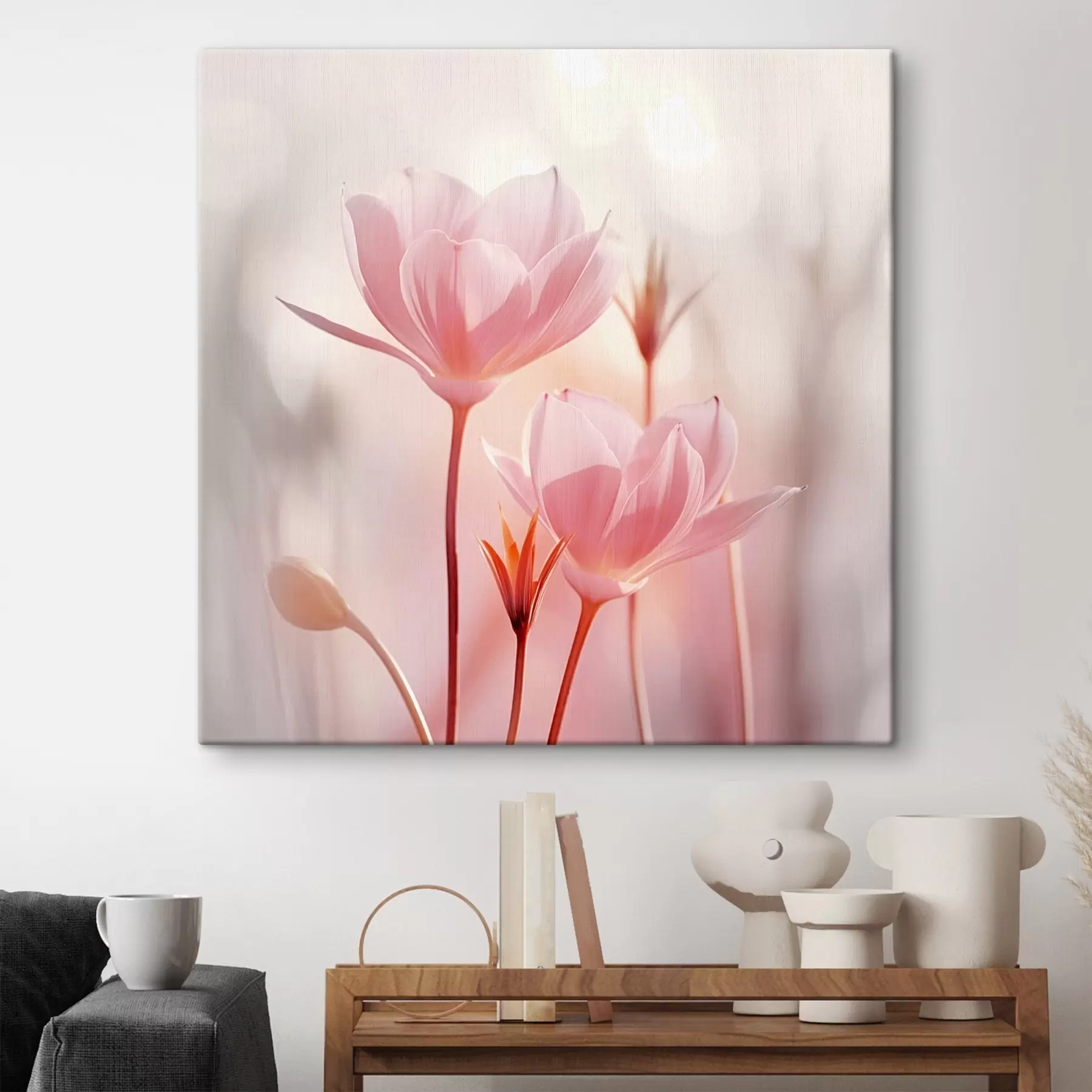 Tableau Toile artistique avec motifs floraux dans un style minimaliste s45736