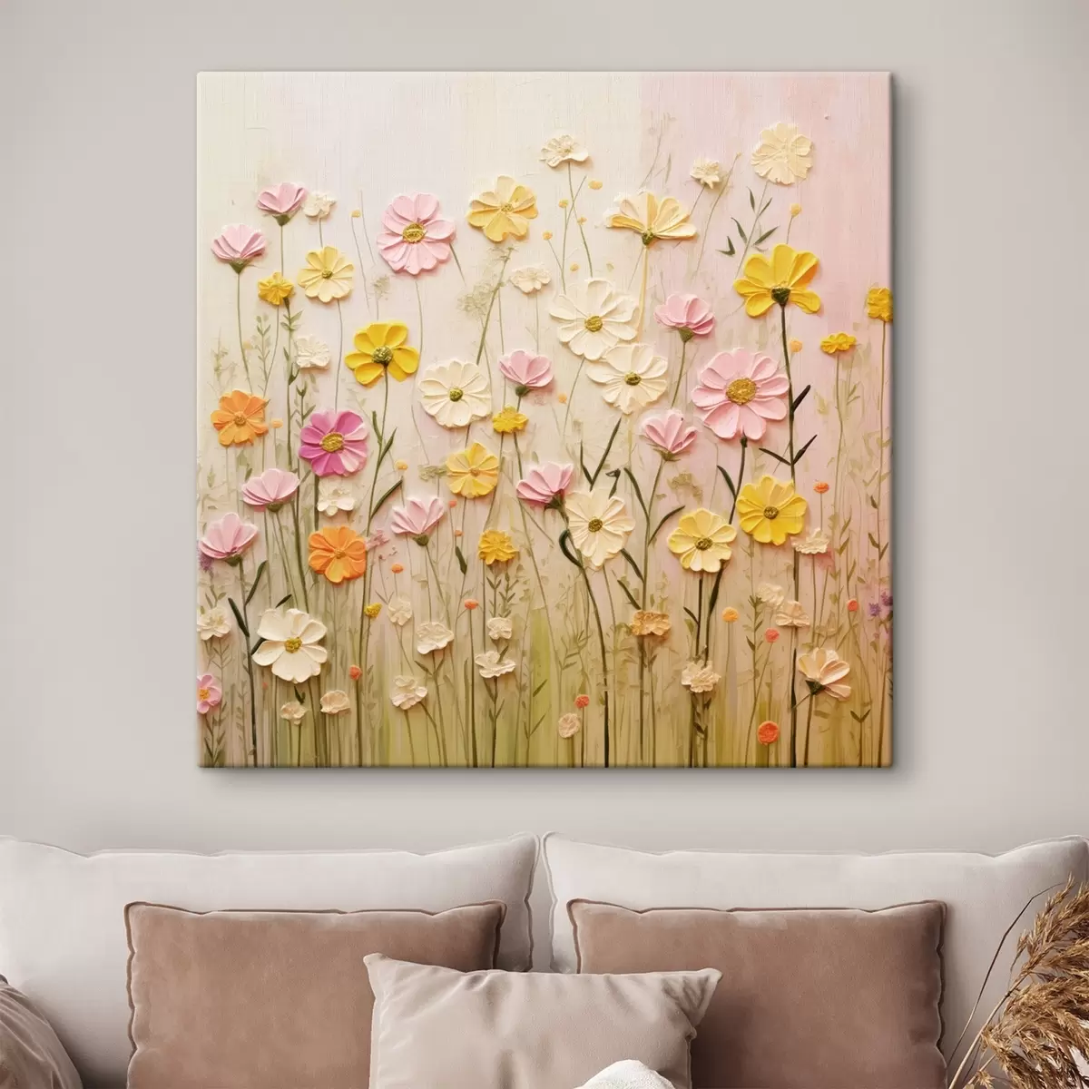 Tableau Champ de fleurs en peinture à l'huile s45739