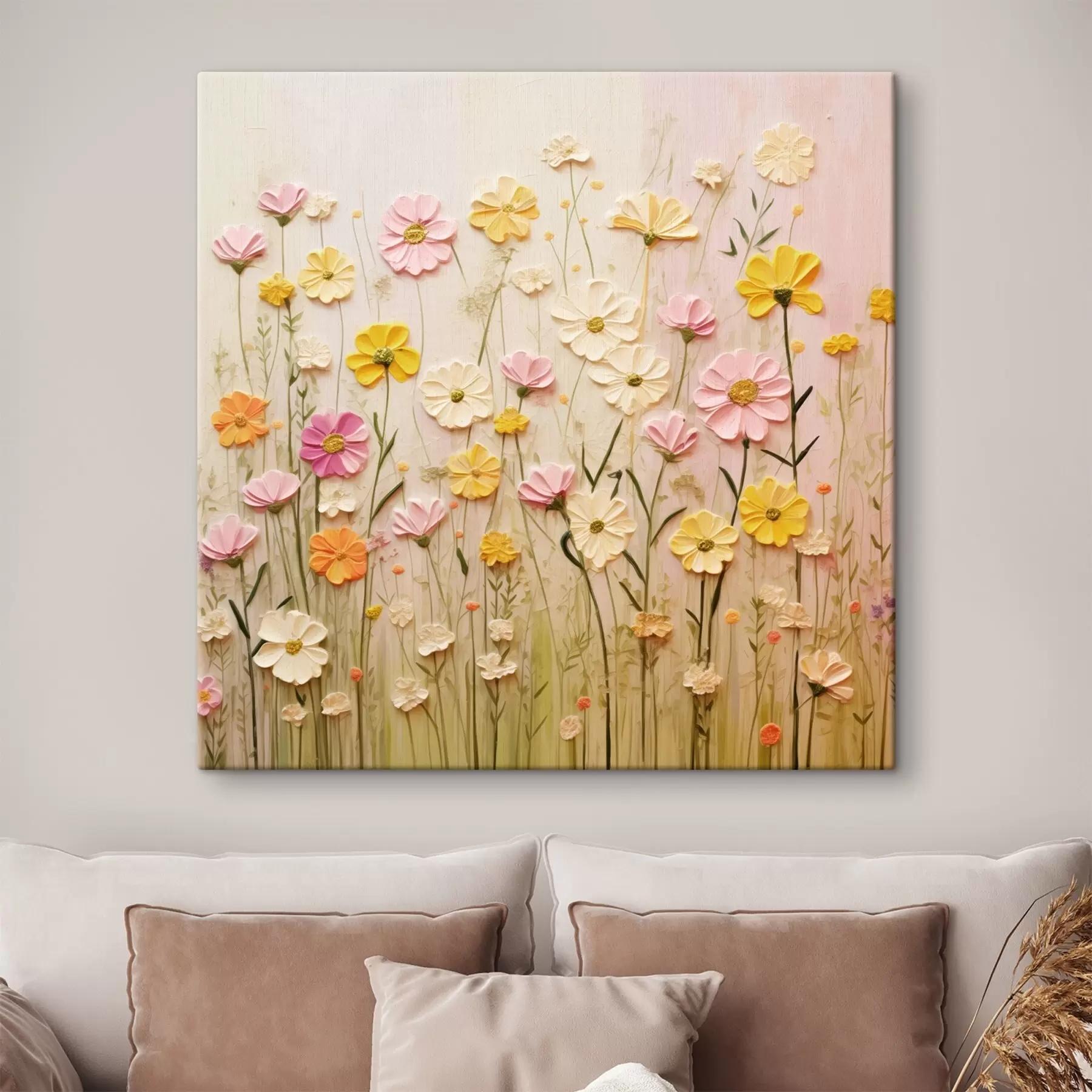 Tableau Champ de fleurs en peinture à l'huile s45739