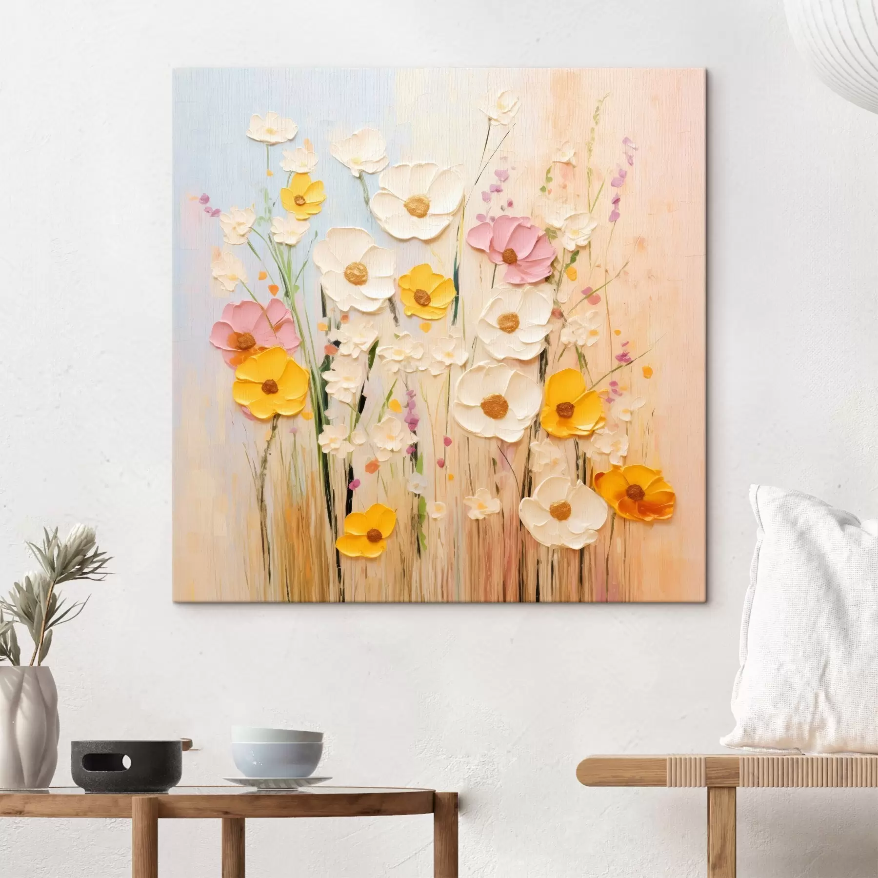 Tableau Abstraction printanière avec des éléments picturaux s45740