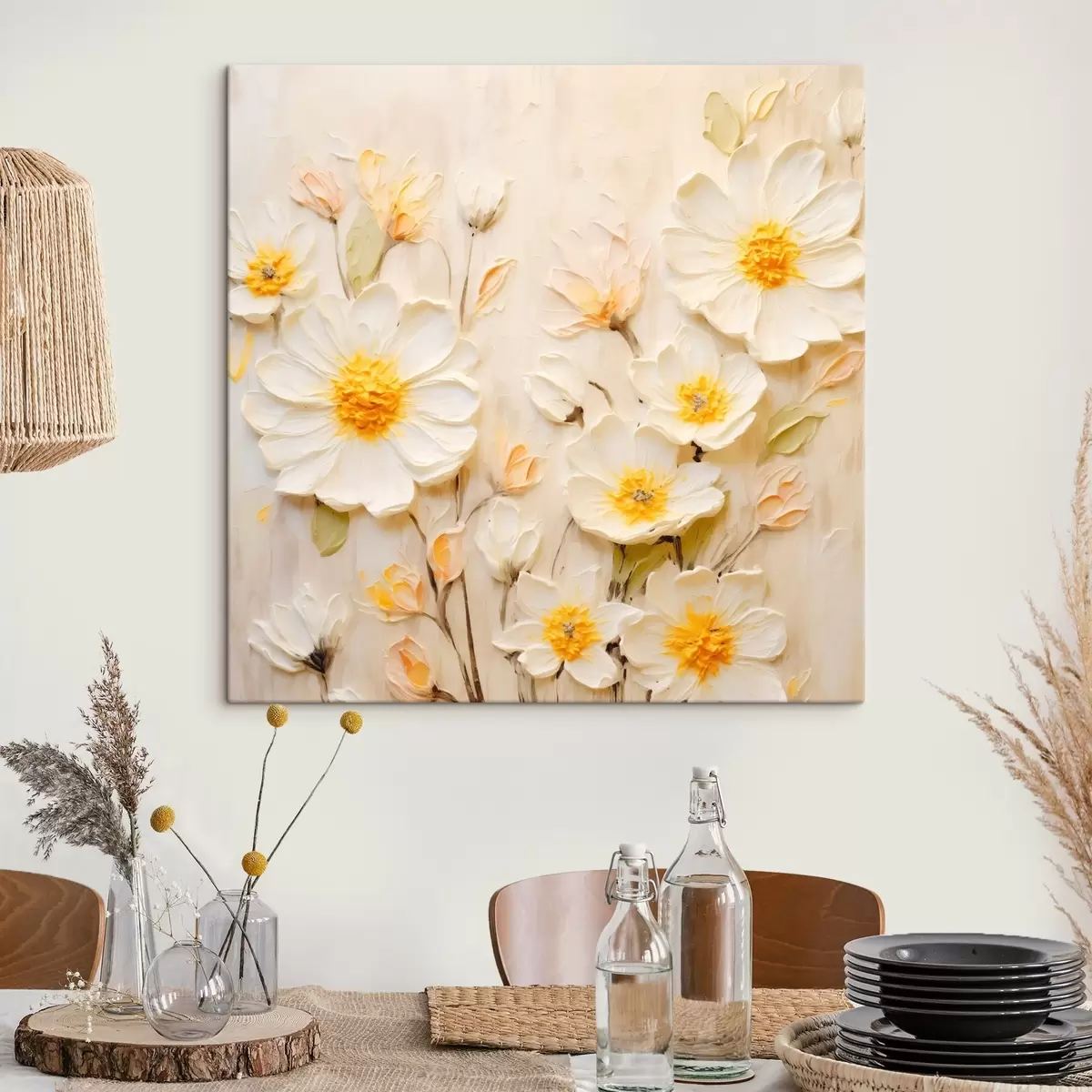 Tableau Fleurs aux tons pastel dans un style peinture à l'huile s45742