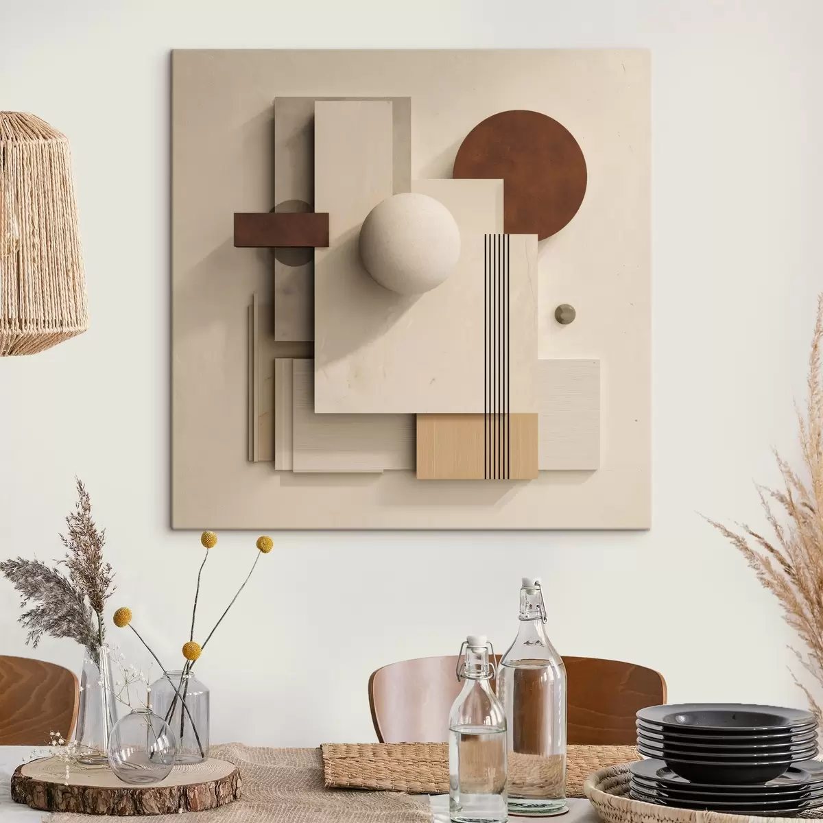 Tableau Géométrie du calme dans un style minimaliste moderne s45856
