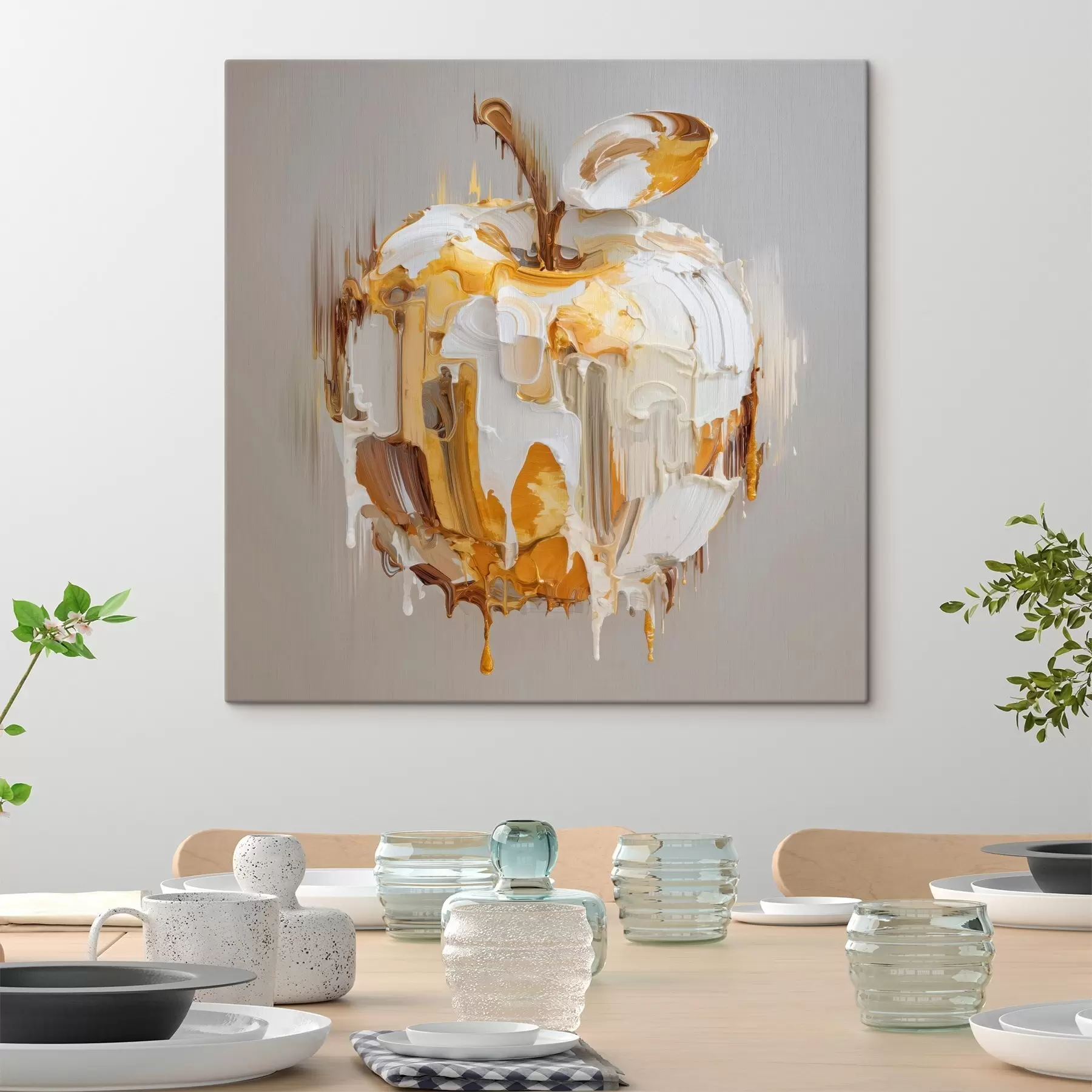 Tableau Pomme avec effet de peinture fondue s45862