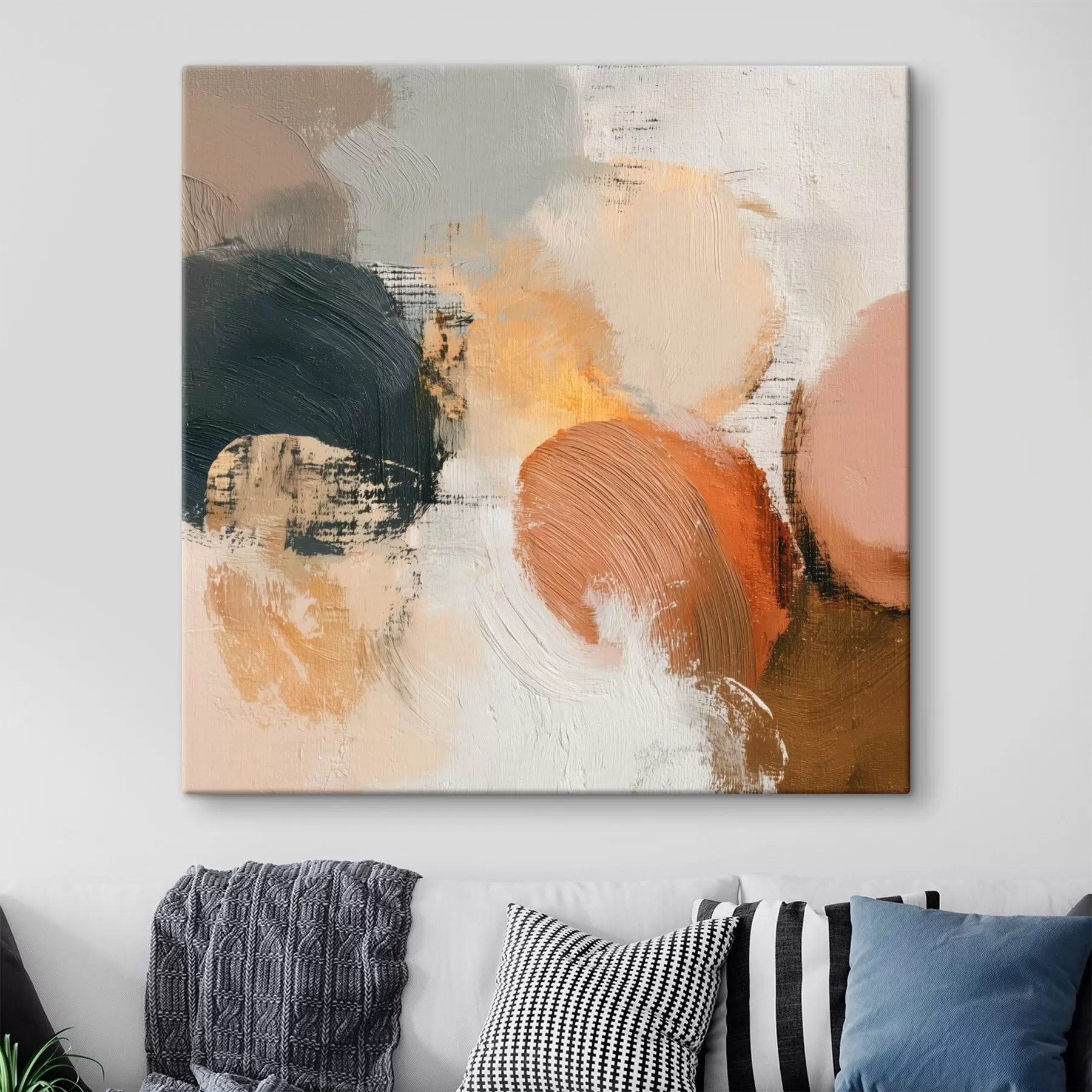 Tableau Abstraction texturée dans des tons beiges et gris s45863