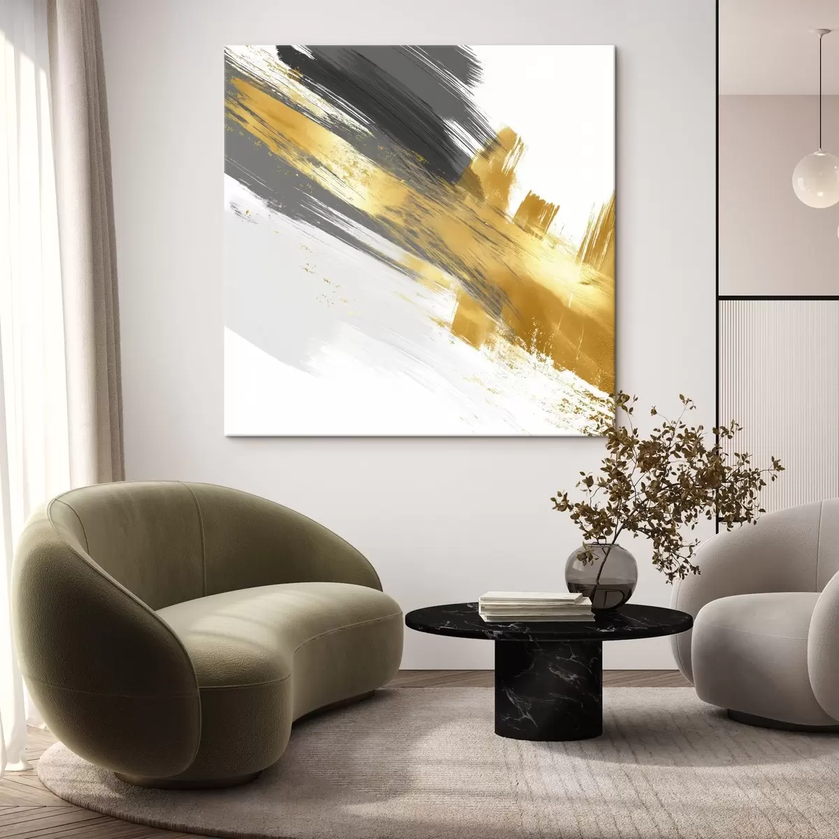 Tableau Art moderne avec des éléments de coups de pinceau rapides s45865