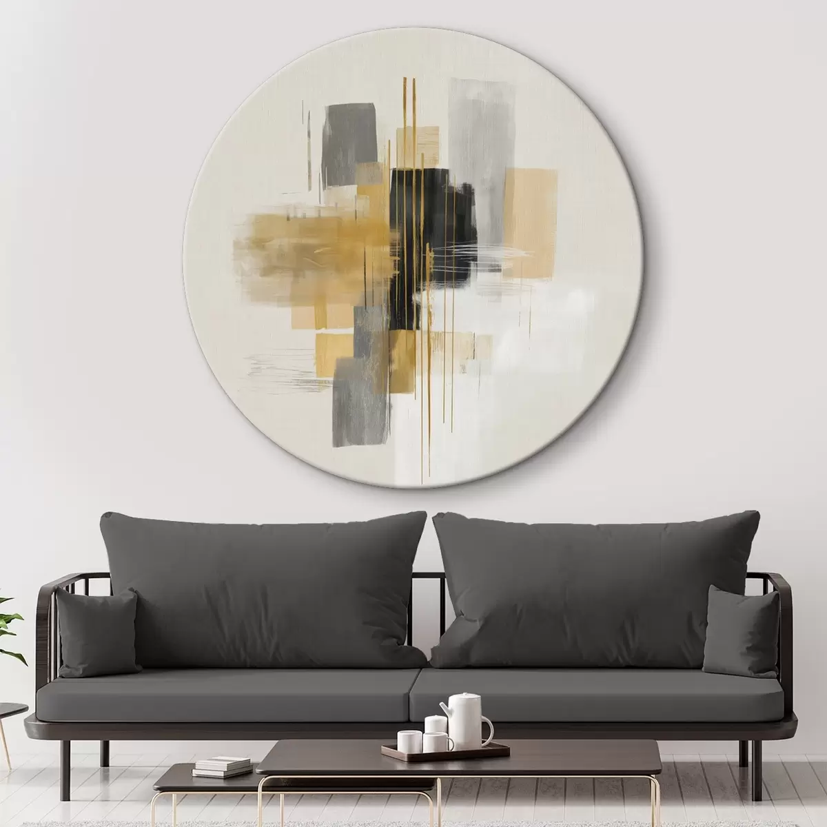 Tableaux rondes Verticales de l'espace dans un style abstrait graphique r45850