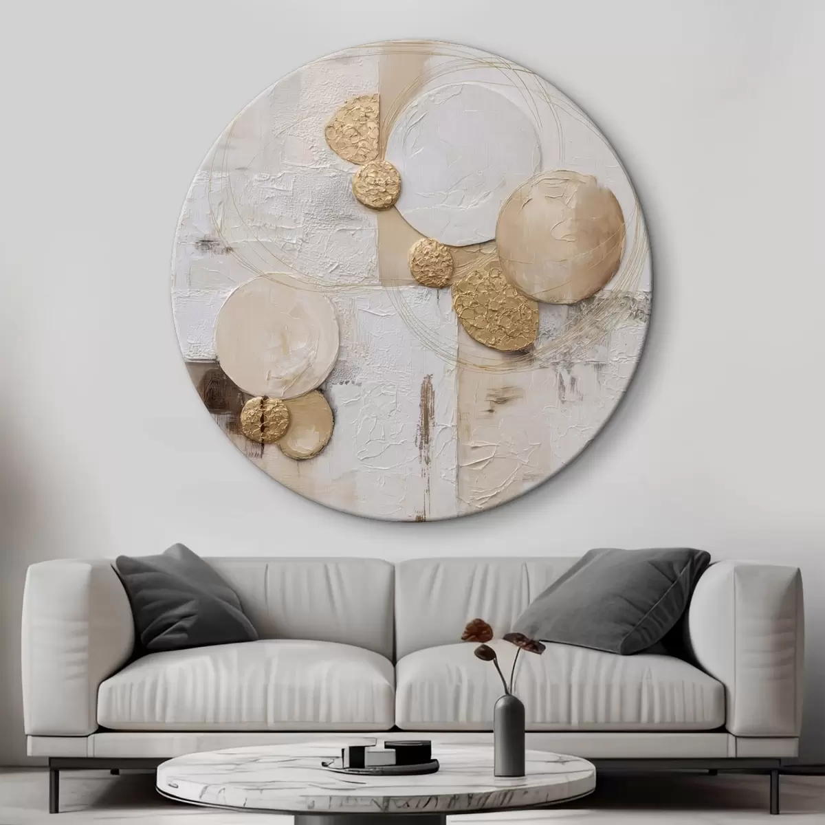 Tableaux rondes Abstraction dans le style pictural volumétrique r45852