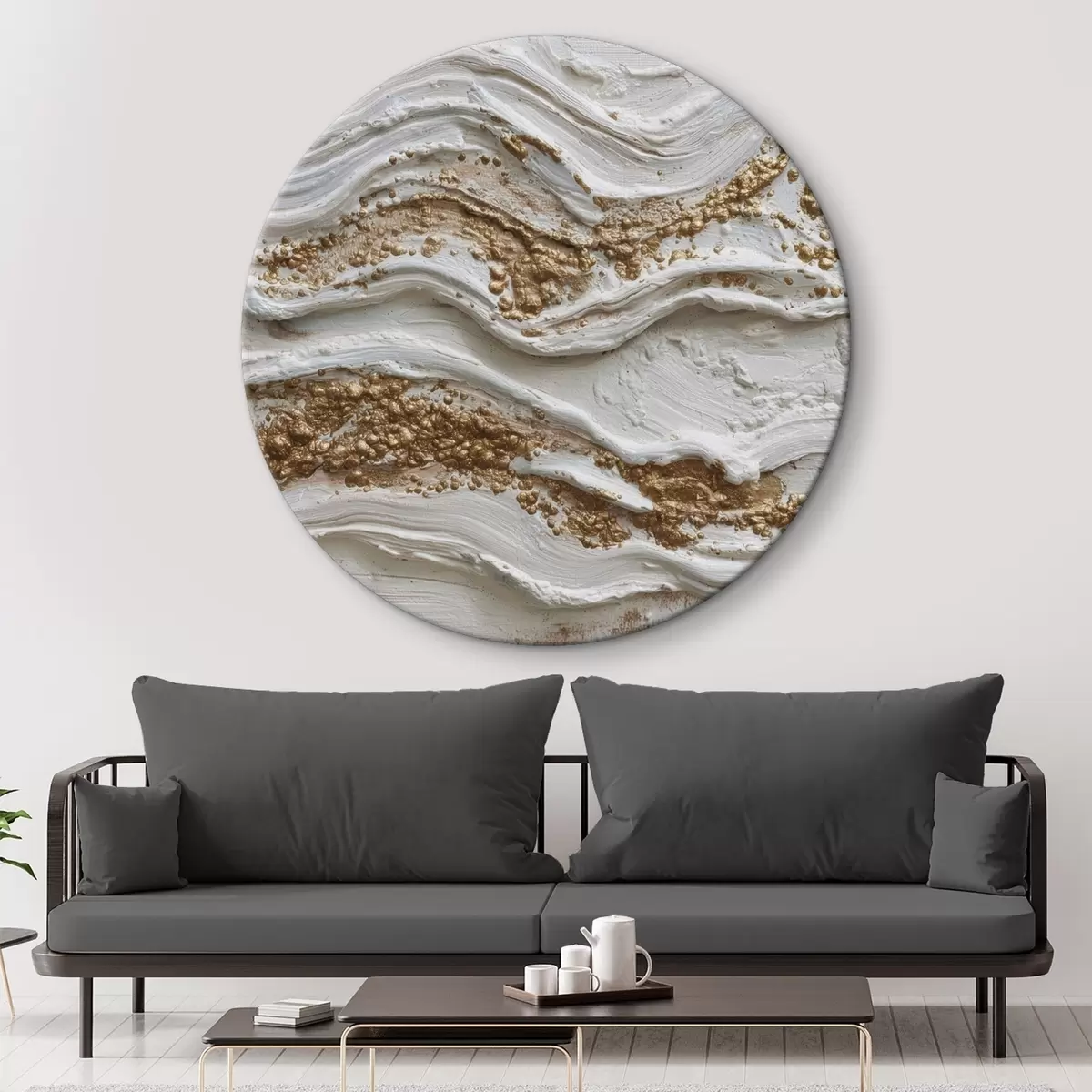 Tableaux rondes Vagues de relief dans un style abstrait texturé r45854