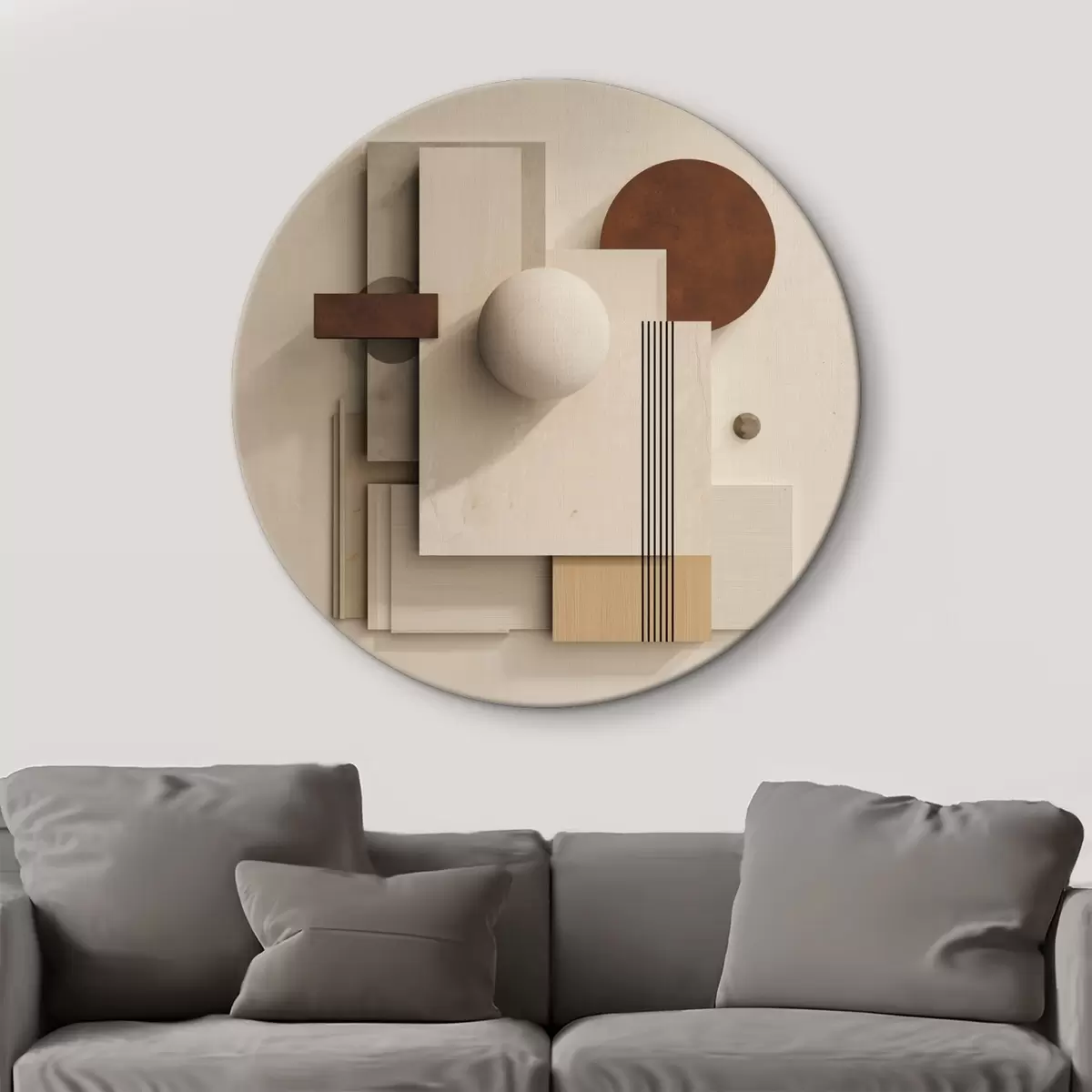 Tableaux rondes Géométrie du calme dans un style minimaliste moderne r45856