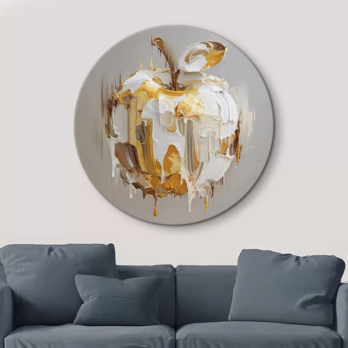 Tableaux rondes Pomme avec effet de peinture fondue r45862