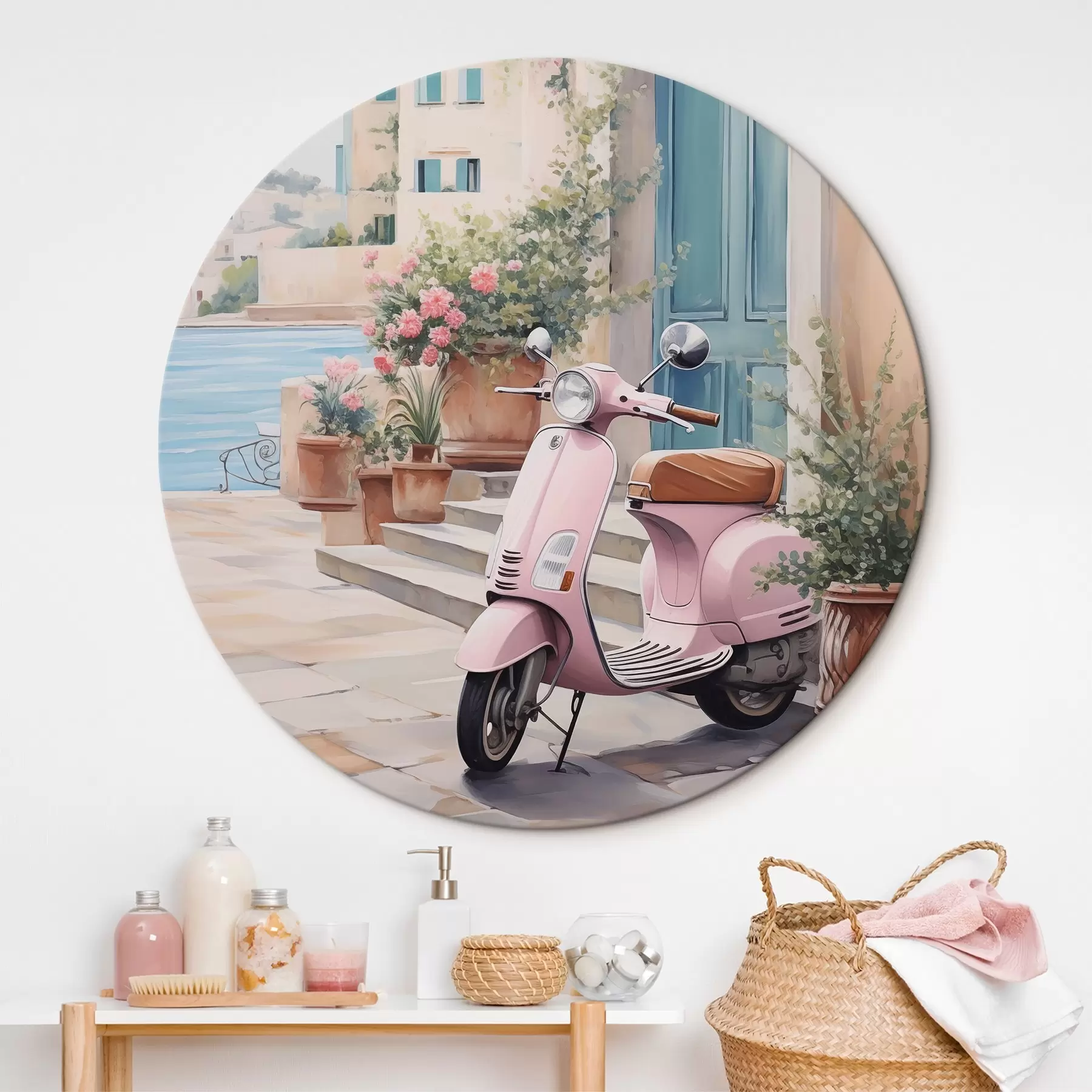 Tableau Un scooter devant une maison r46065