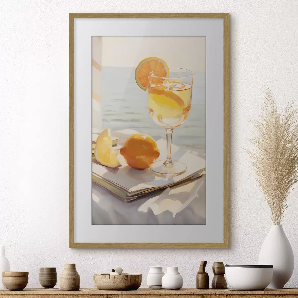 Poster Un cocktail dans un verre près de la fenêtre f46064
