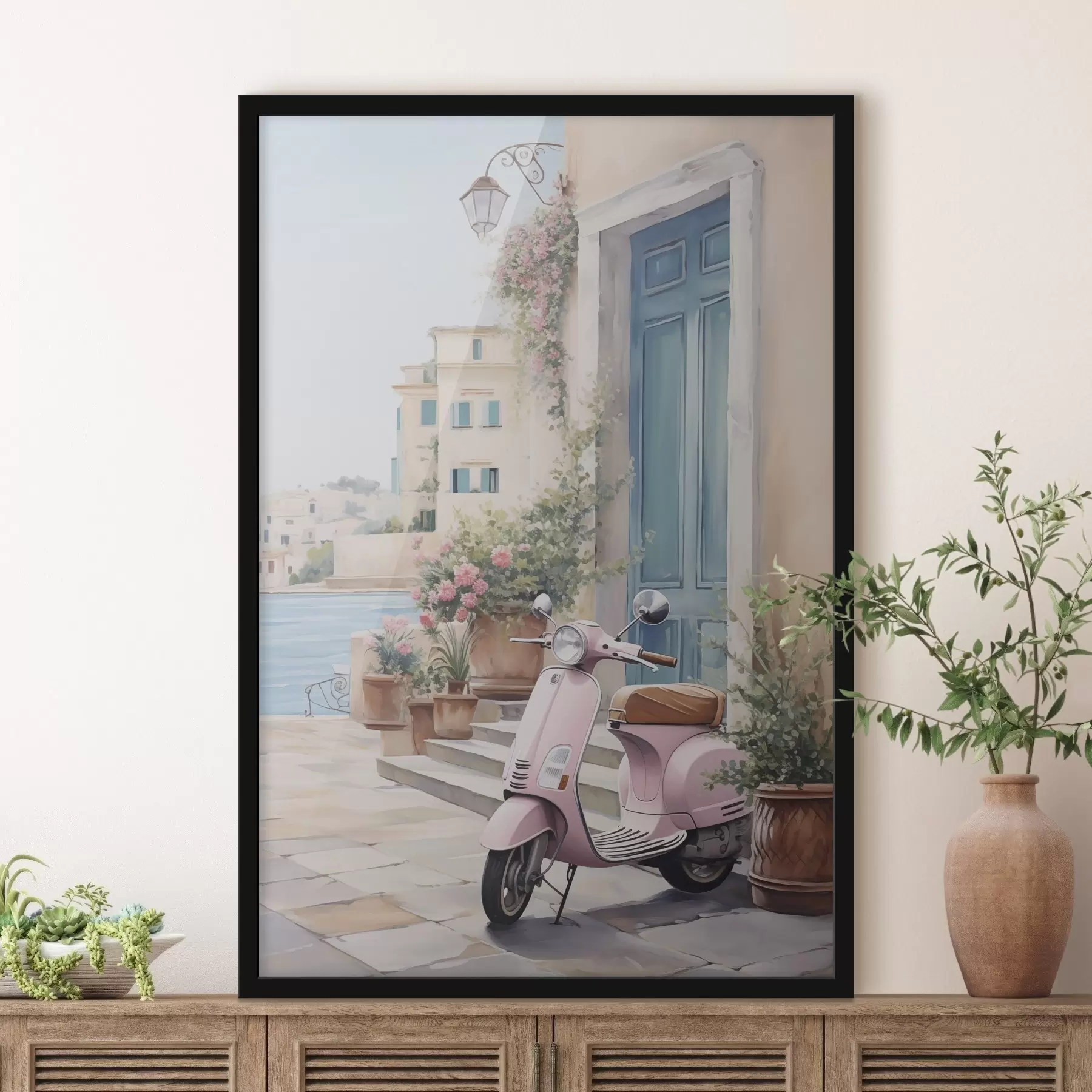 Papier peint Un scooter devant une maison f46065