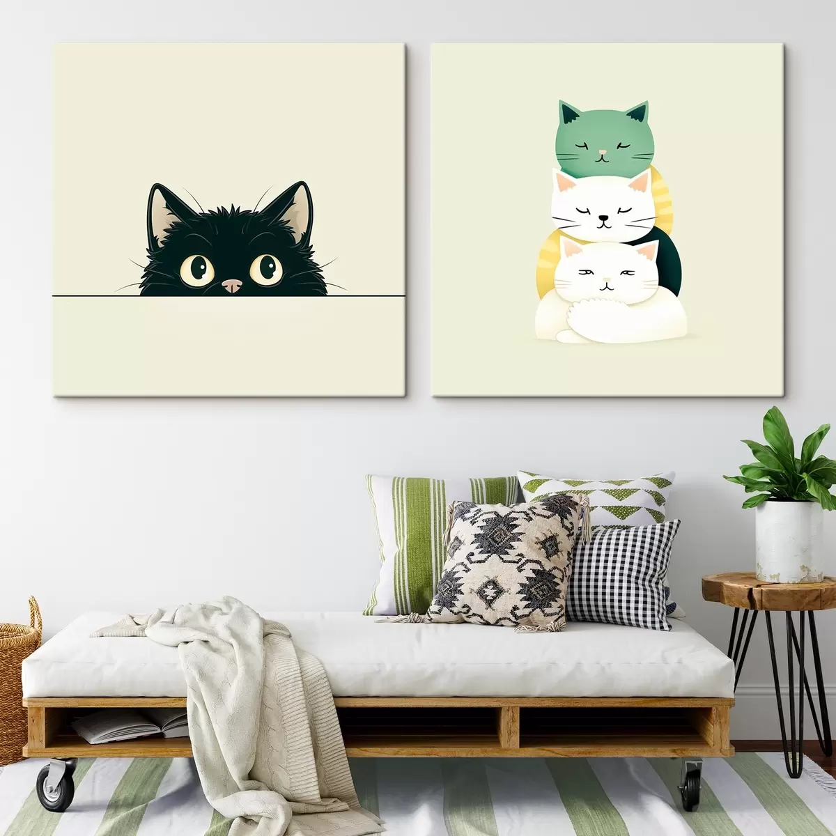 Tableau Chats animaliers dans un style illustratif m00707