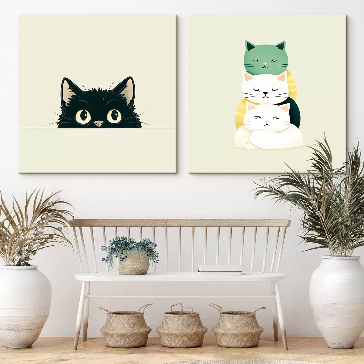 Tableau Chats animaliers dans un style illustratif m00707