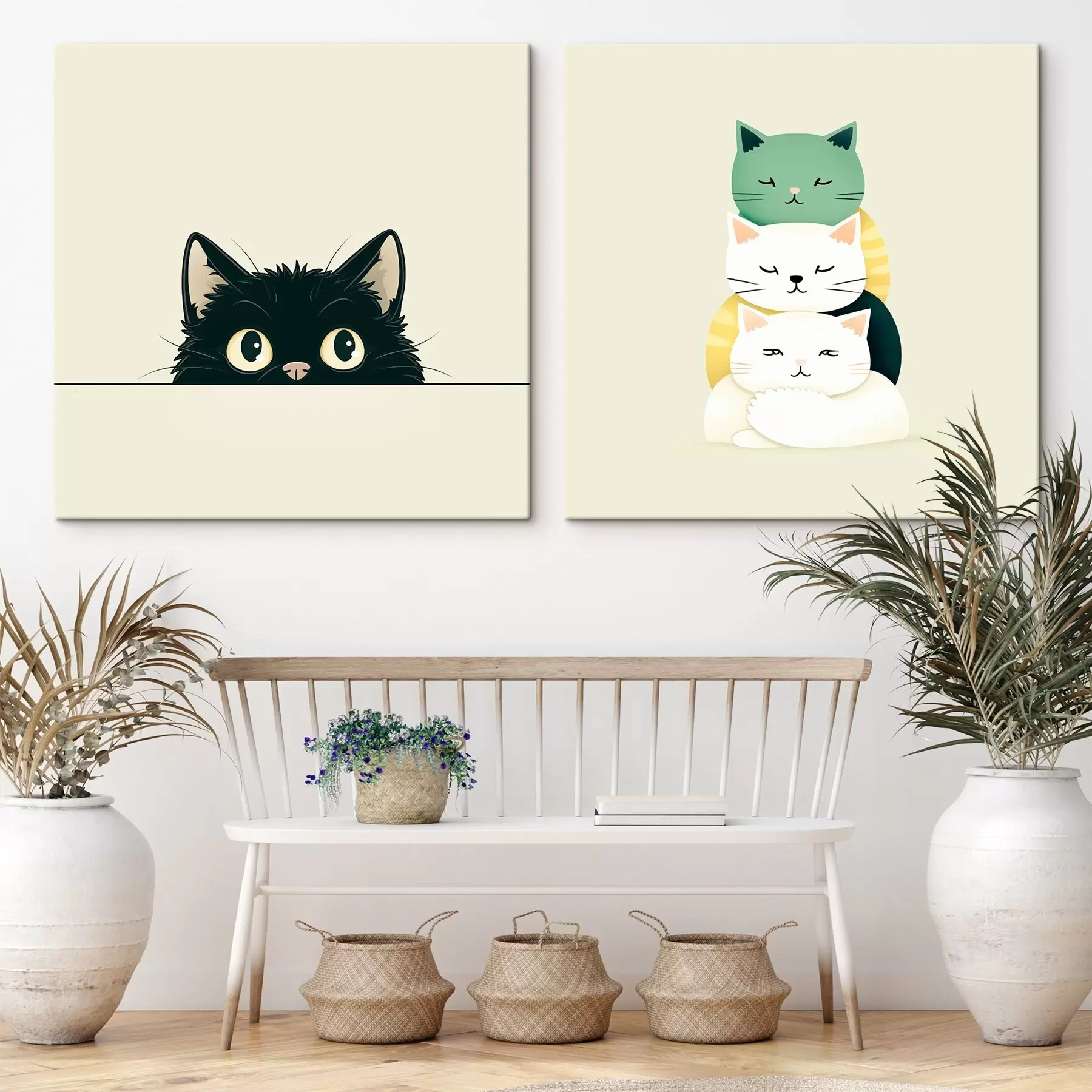 Tableau Chats animaliers dans un style illustratif m00707