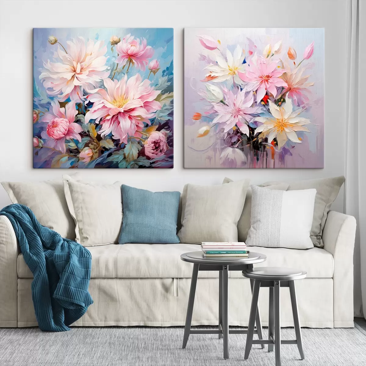 Tableau Pivoines roses au style aquarelle m00709