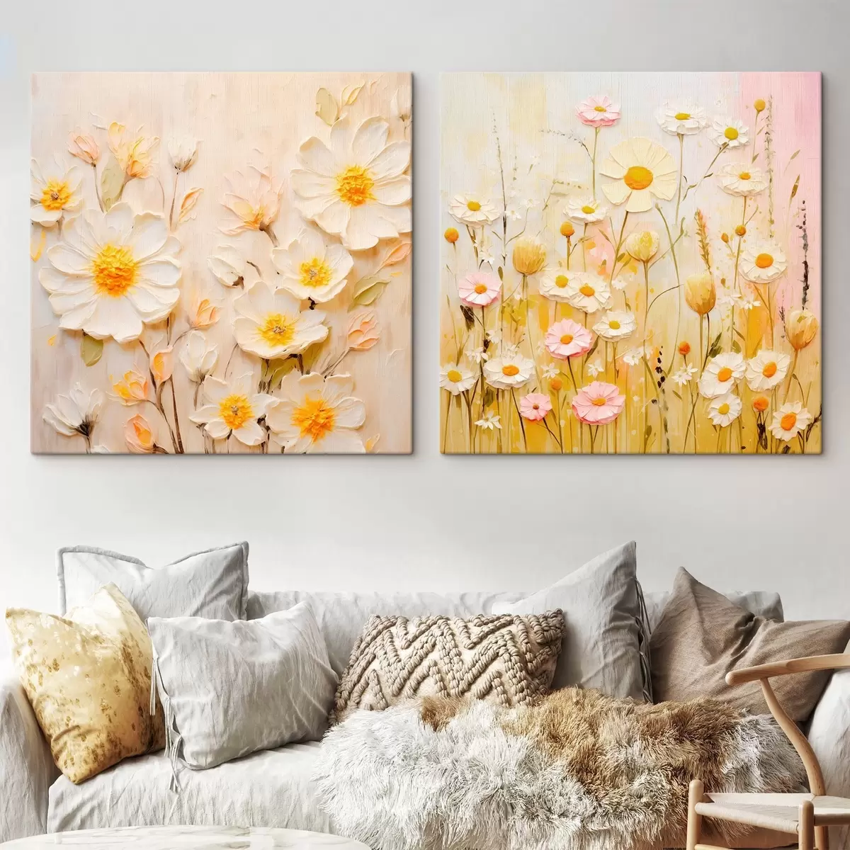 Tableau Prairie fleurie dans le style de la peinture à l'huile m00711