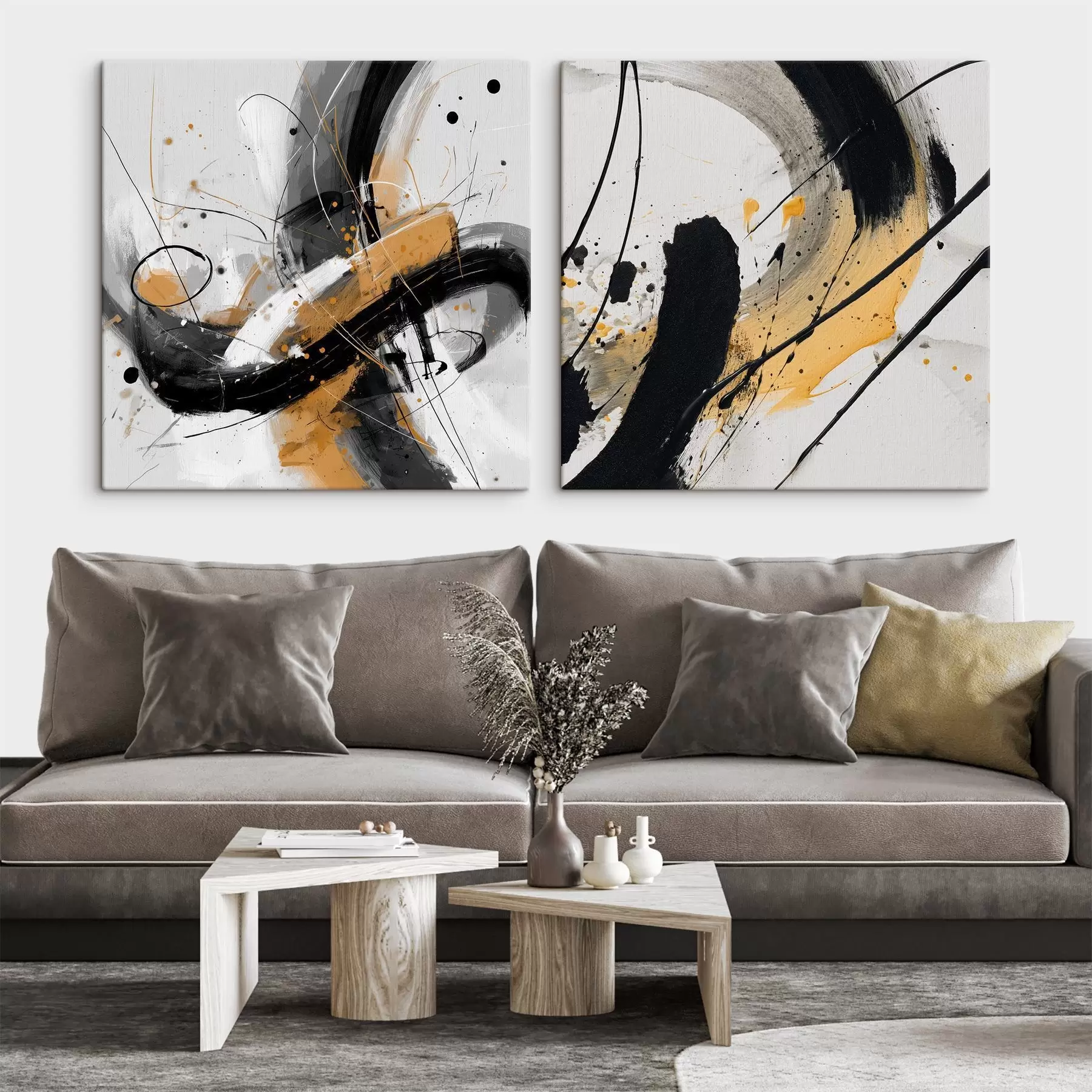 Tableau Expression dans les tons jaunes et noirs m00739