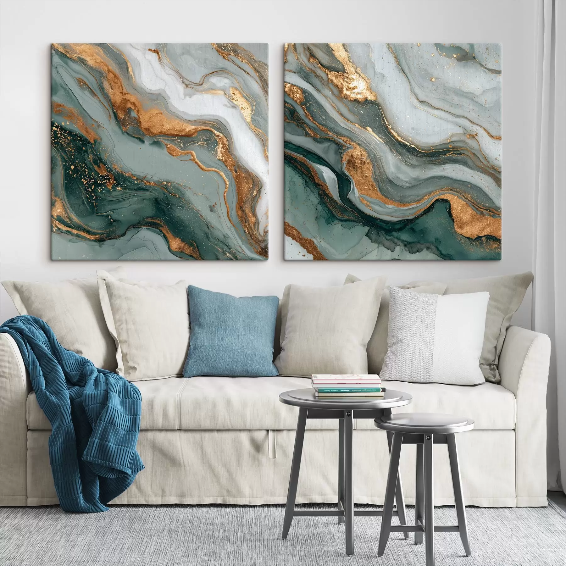 Tableau Texture marbrée dans les tons gris-turquoise m00744