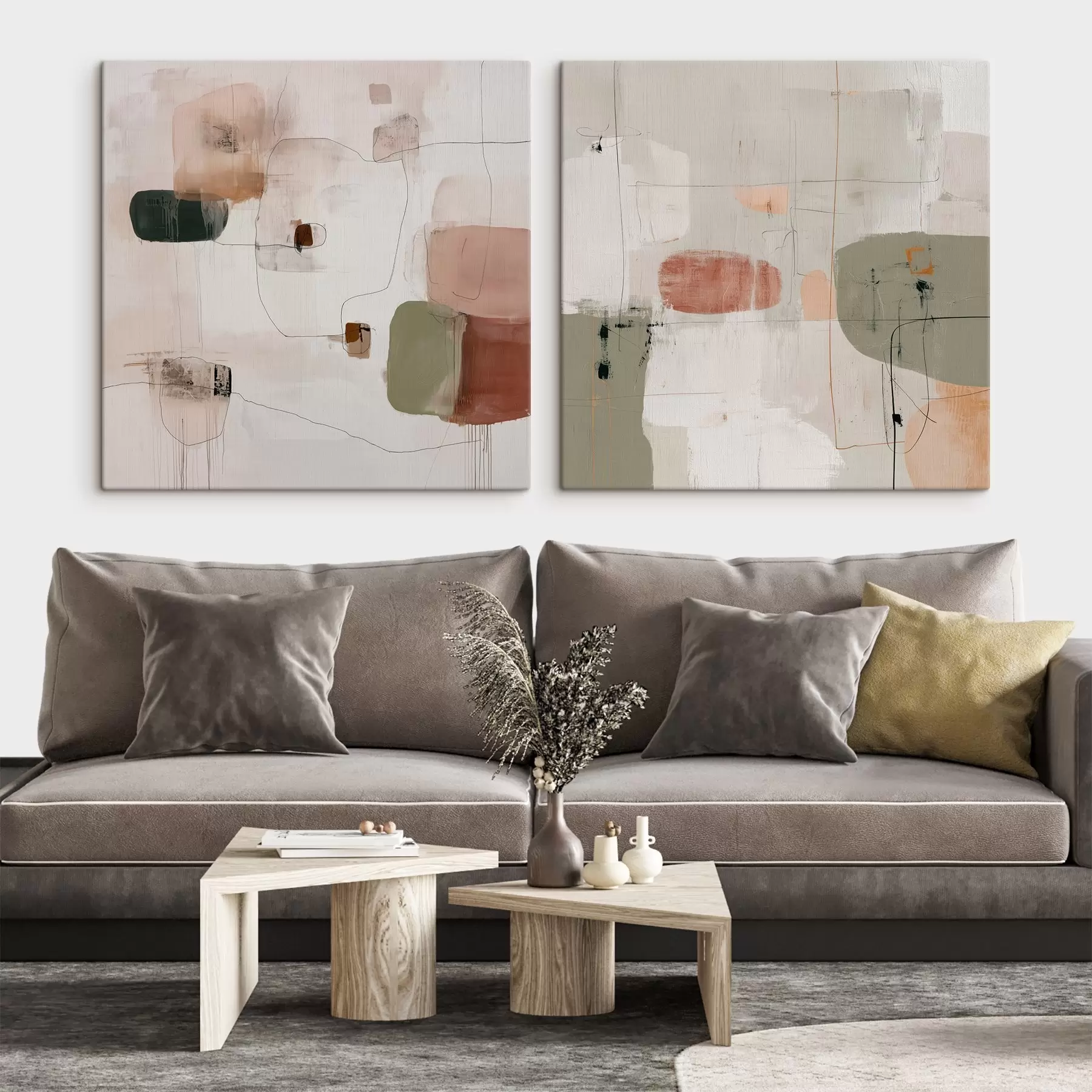 Tableau Composition pastel dans des tons neutres m00745