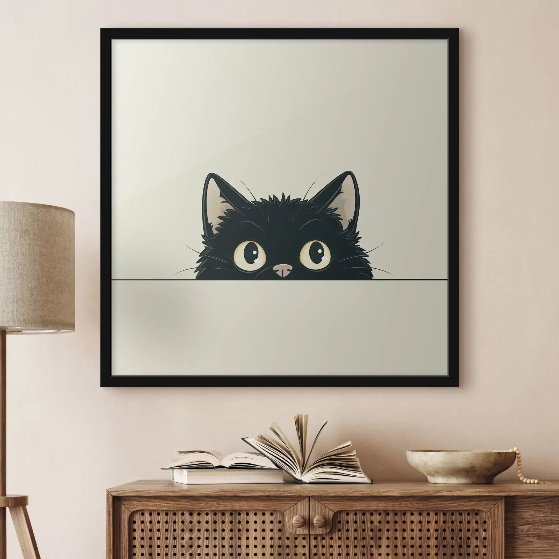 Papier peint Joli chat noir dans un style illustré f45733