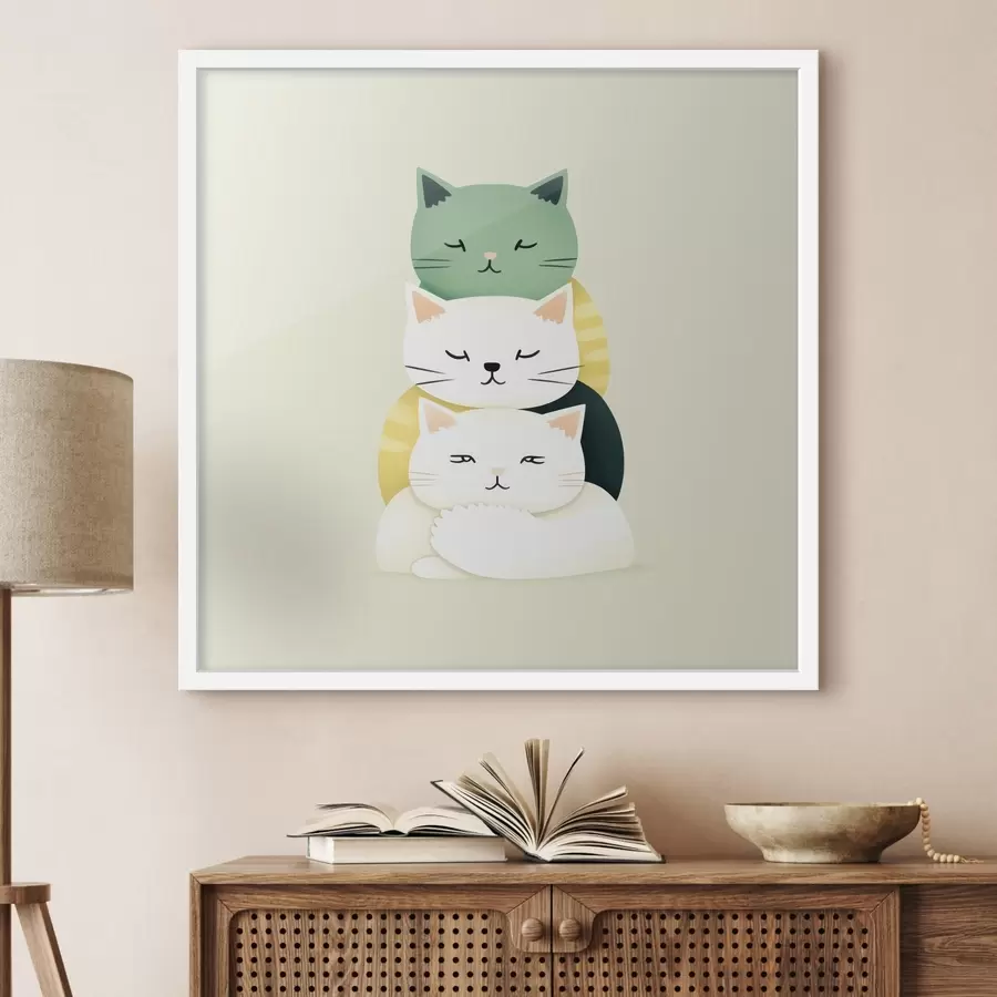 Papier peint Composition de trois chats dans un style animé f45734