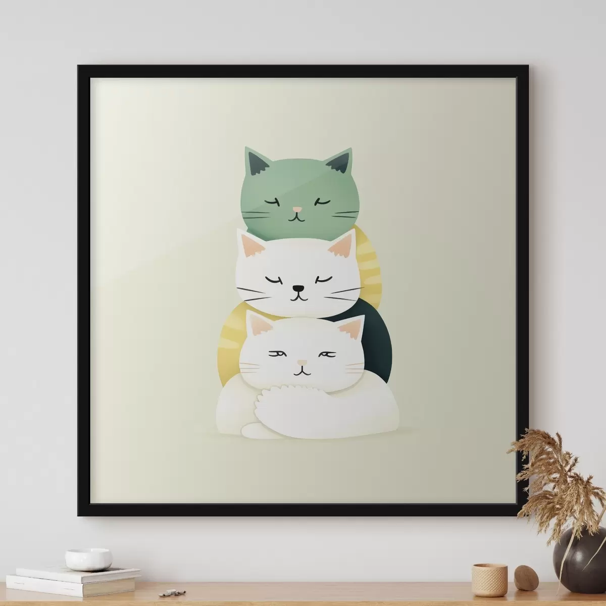Poster Composition de trois chats dans un style animé f45734