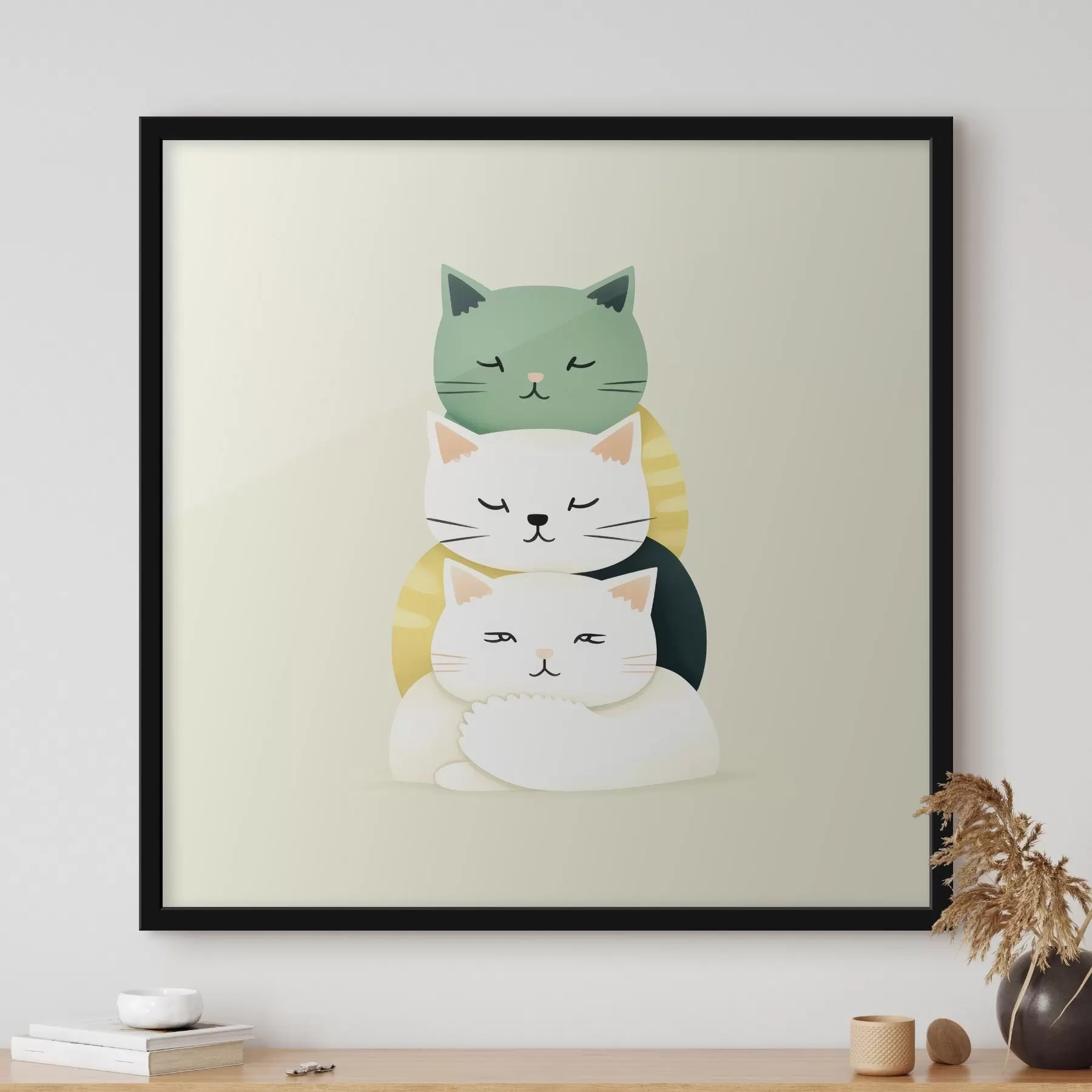 Papier peint Composition de trois chats dans un style animé f45734