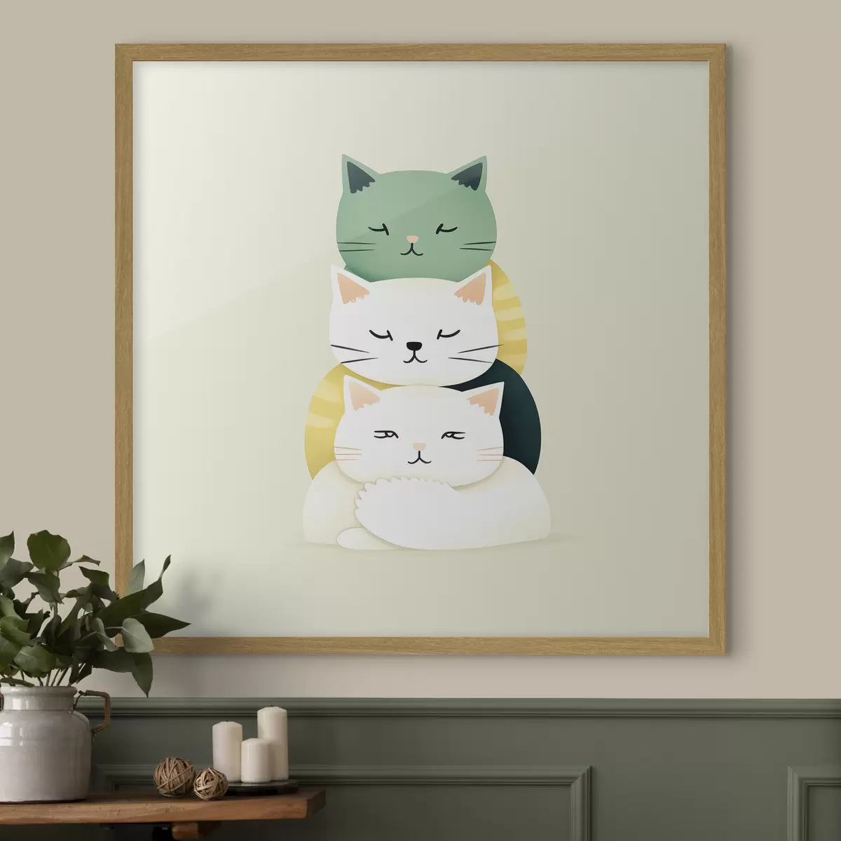 Poster Composition de trois chats dans un style animé f45734