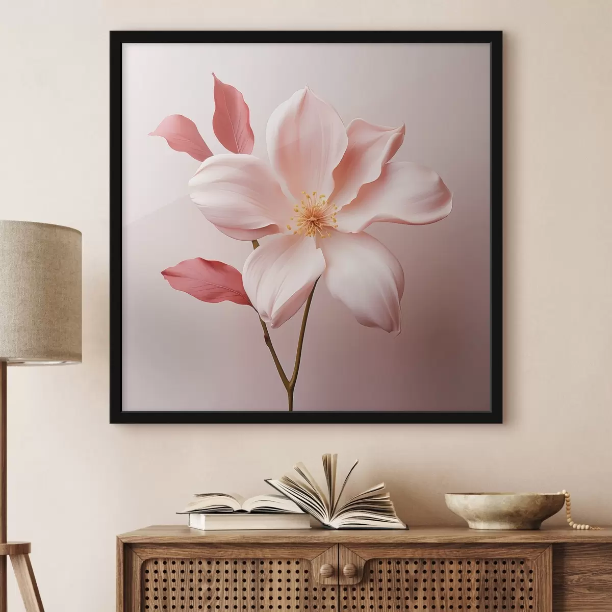 Poster Magnolia rose dans un style minimaliste f45735