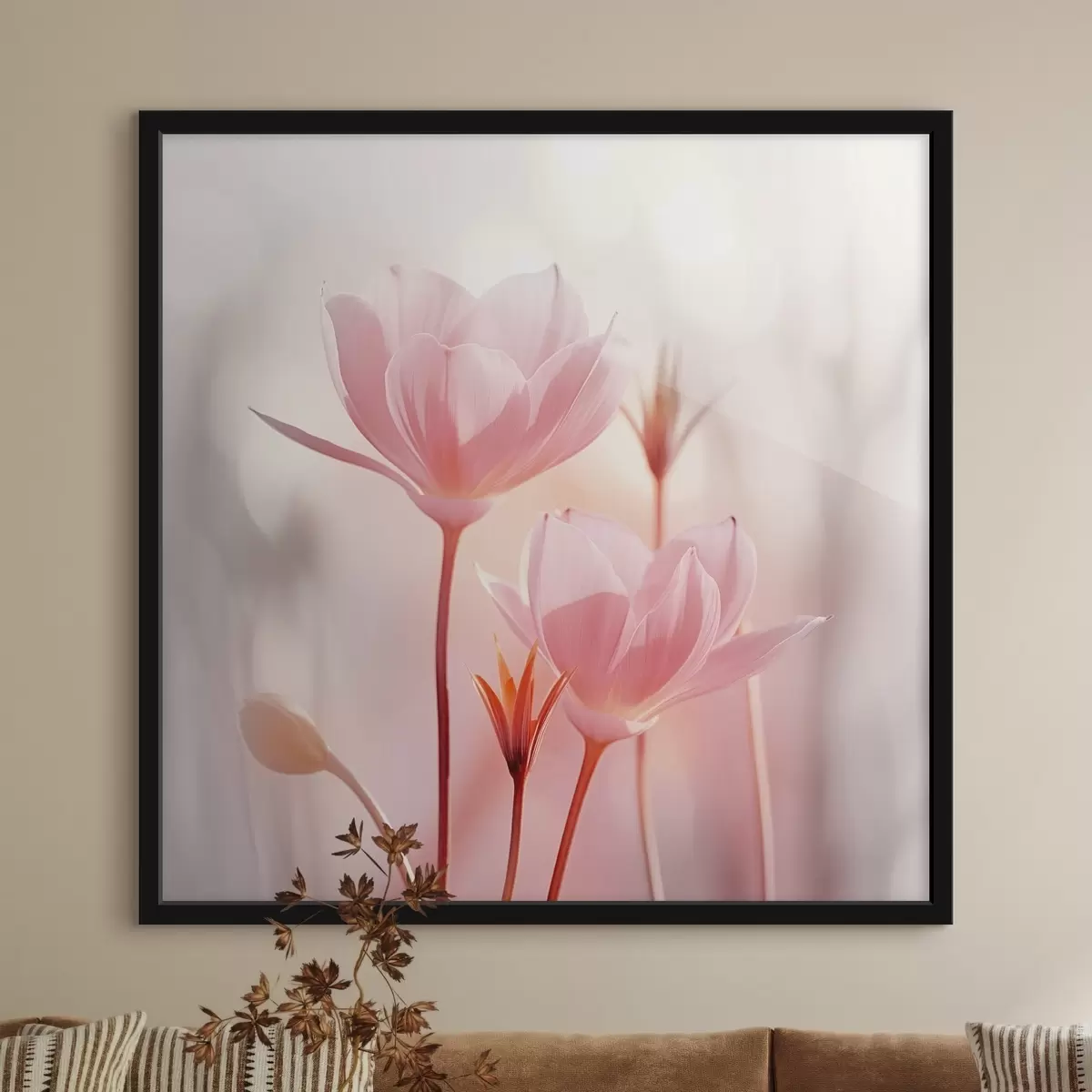 Poster Toile artistique avec motifs floraux dans un style minimaliste f45736