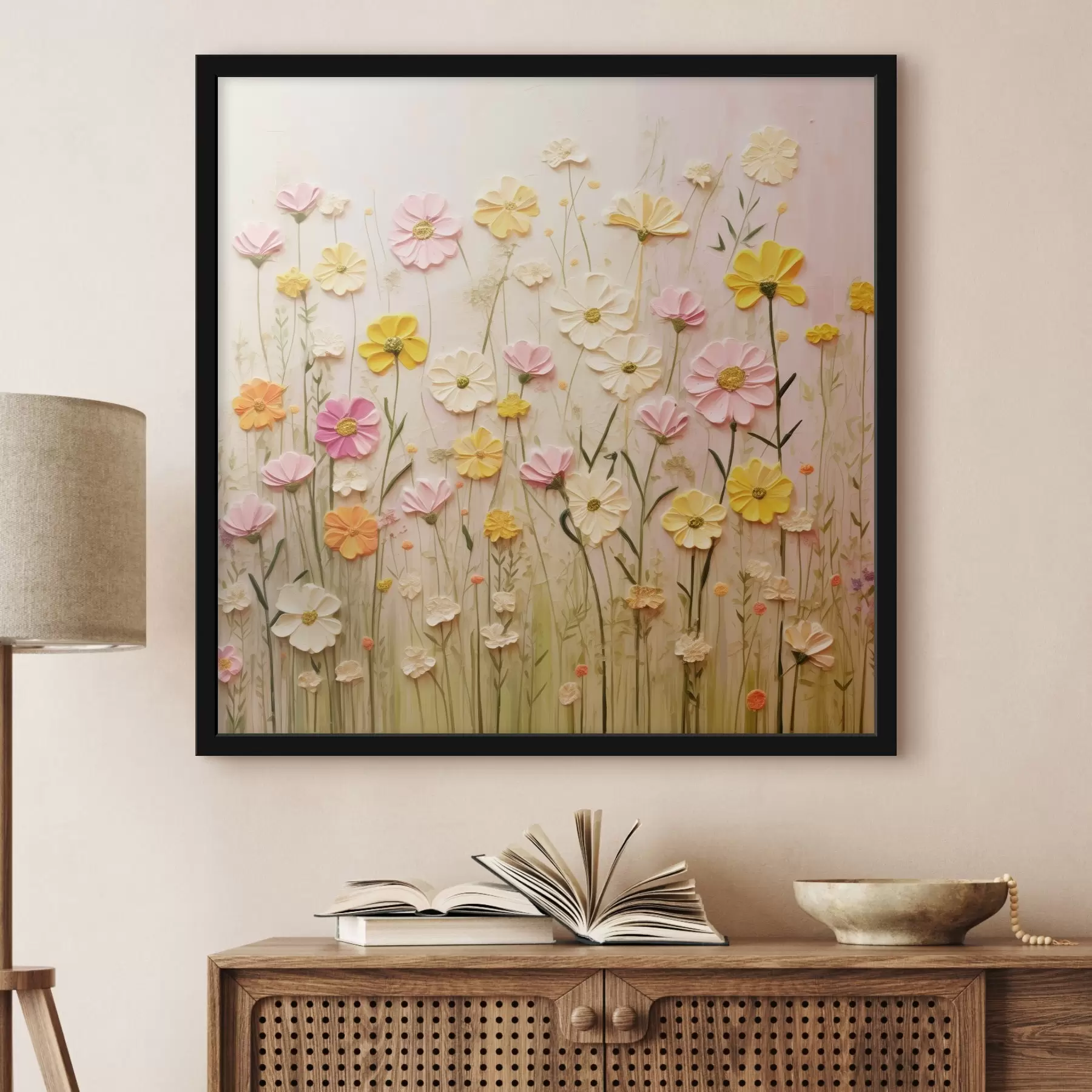 Papier peint Champ de fleurs en peinture à l'huile f45739