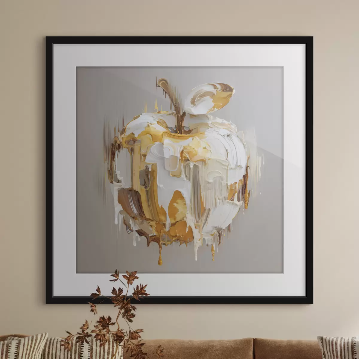 Poster Pomme avec effet de peinture fondue f45862