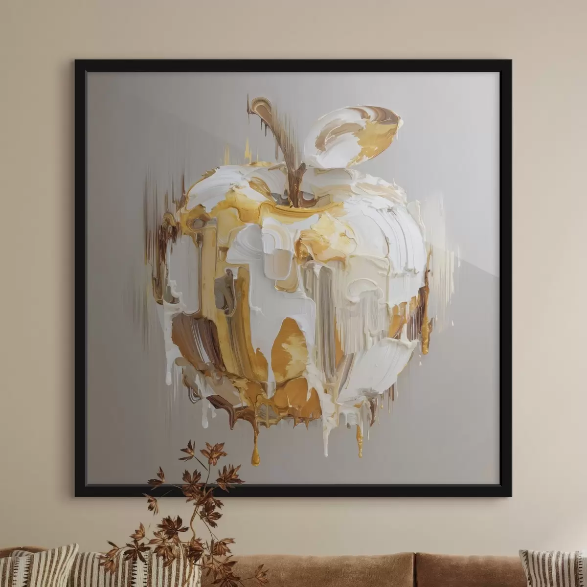 Poster Pomme avec effet de peinture fondue f45862