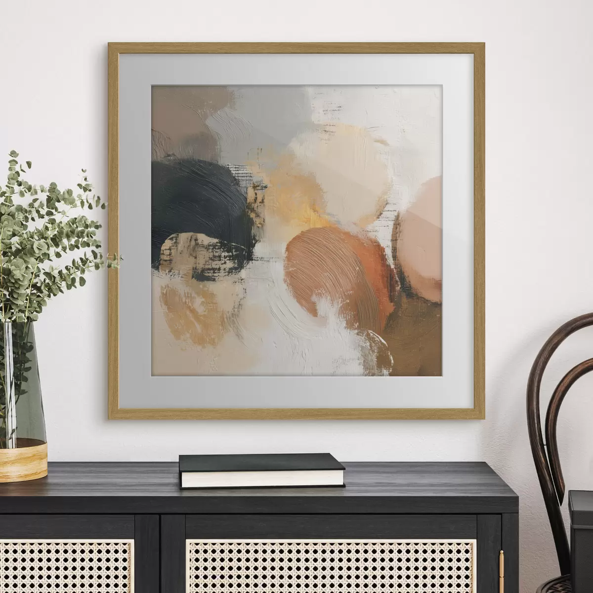 Poster Abstraction texturée dans des tons beiges et gris f45863
