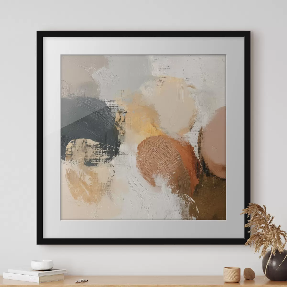 Poster Abstraction texturée dans des tons beiges et gris f45863