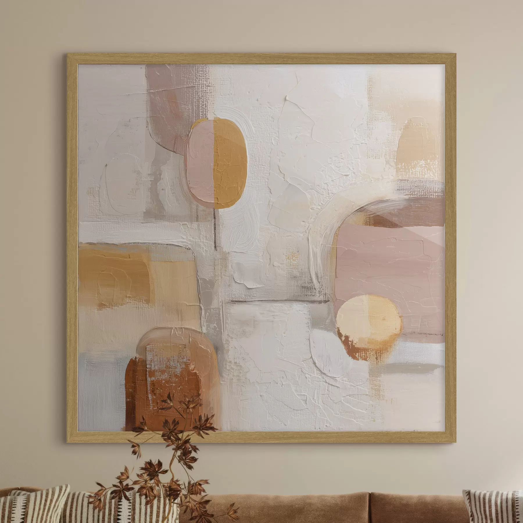 Papier peint Minimalisme abstrait dans les tons beige-orange f45864