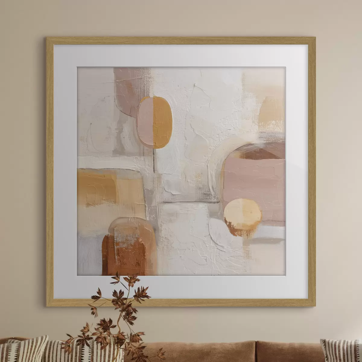 Poster Minimalisme abstrait dans les tons beige-orange f45864
