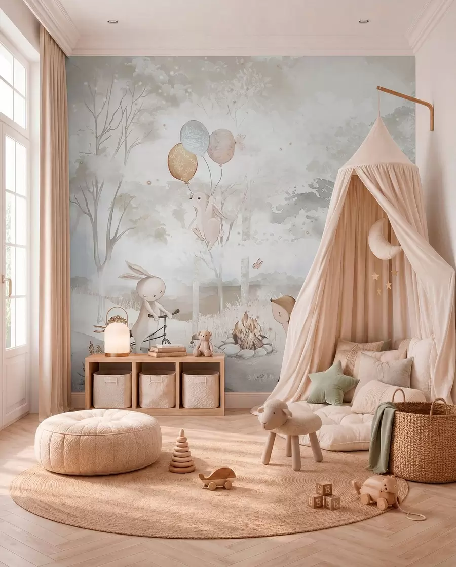 Papier peint Petit camp dans les bois w04671