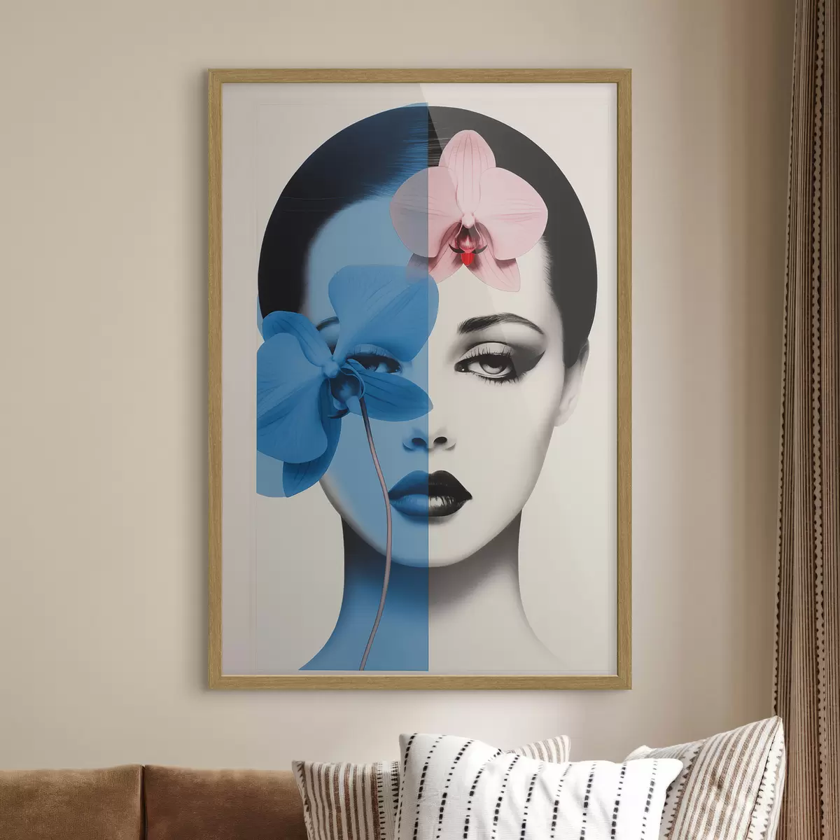 Poster Portrait abstrait d'une femme avec des orchidées f45924