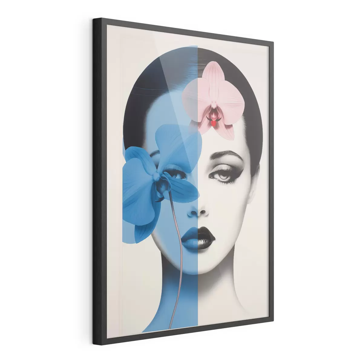 Poster Portrait abstrait d'une femme avec des orchidées f45924