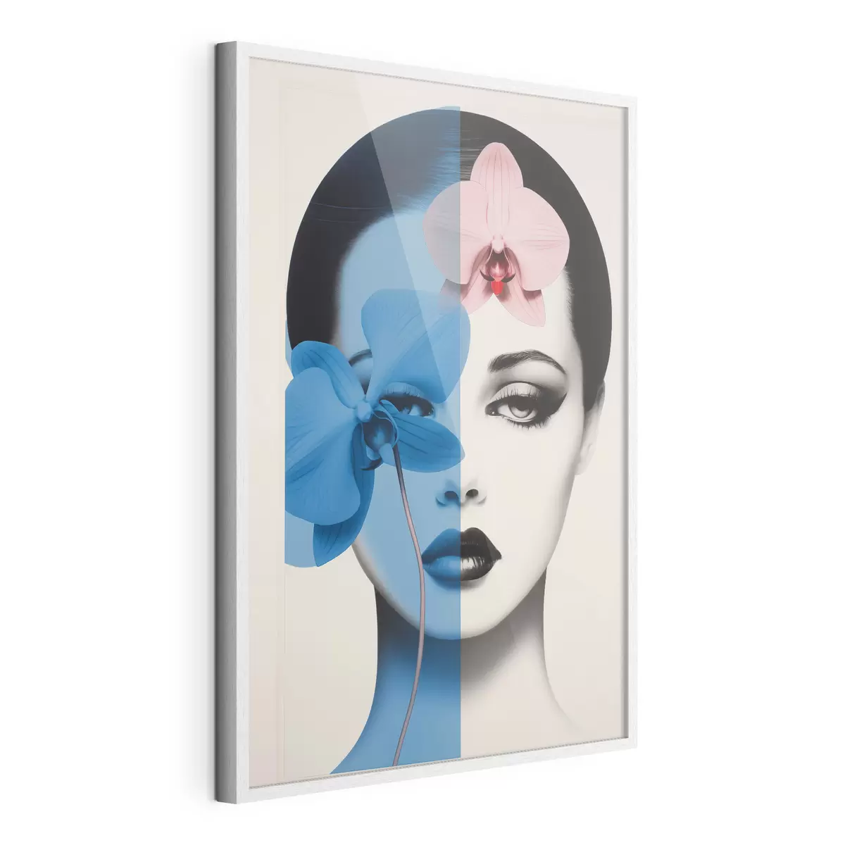 Poster Portrait abstrait d'une femme avec des orchidées f45924