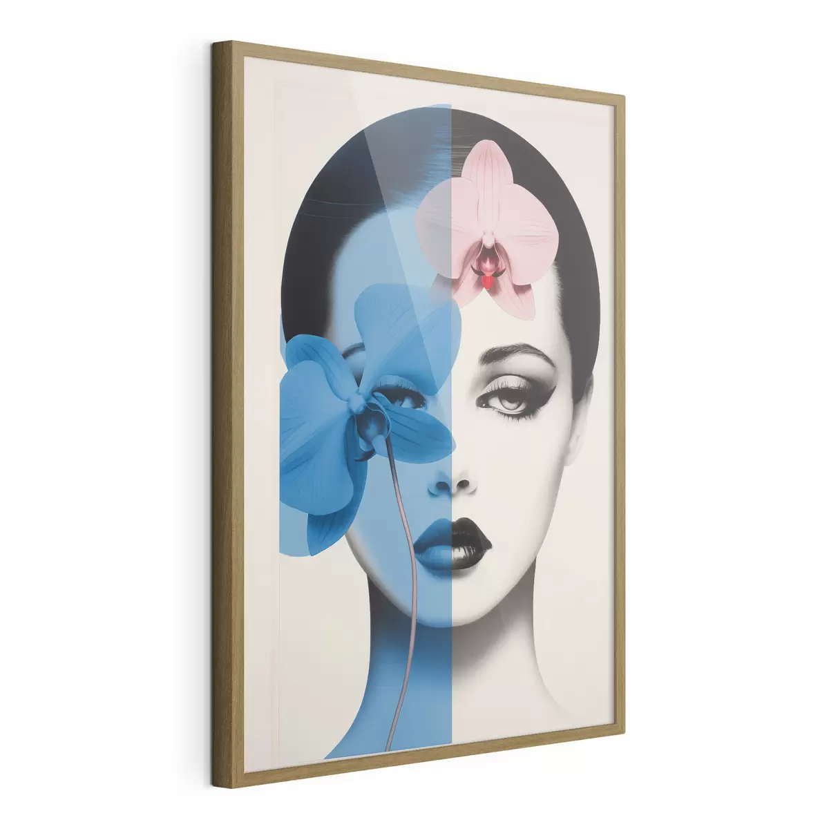 Poster Portrait abstrait d'une femme avec des orchidées f45924