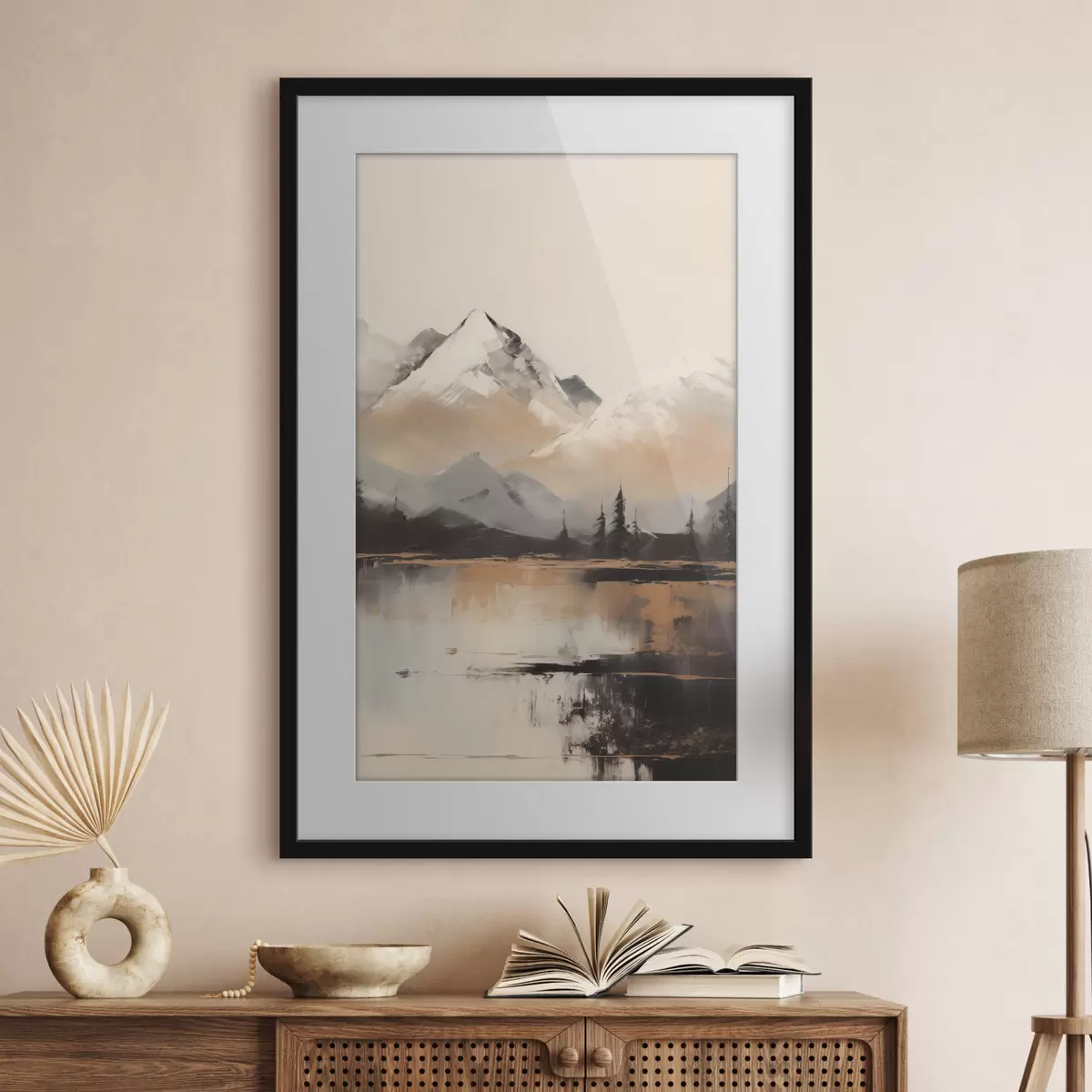 Poster Pics enneigés par-delà le lac f45951