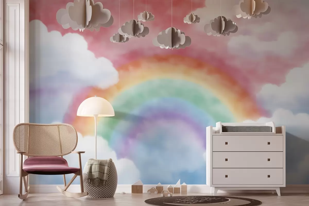 Papier peint Arc-en-ciel dans les nuages w04644