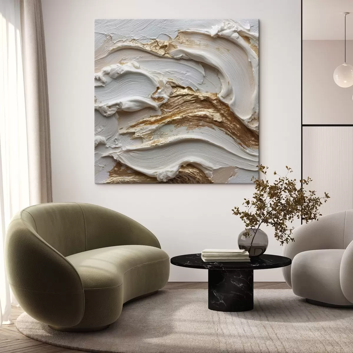 Tableau Vague de forme dans un style d'abstraction volumétrique s45853